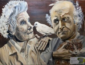 Olga Adam - The title of the work is Yosyp Brodskyi and Astrid Lindgren  50 x 70 cm